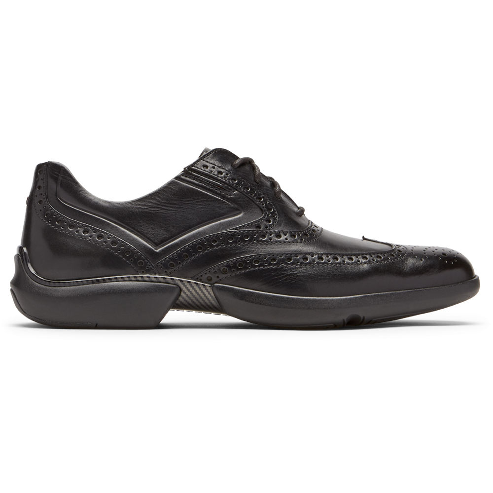 Zapatos Con Cordones Rockport Hombre Mexico - Total Motion Advance Wingtip Negros - VPBHA8540